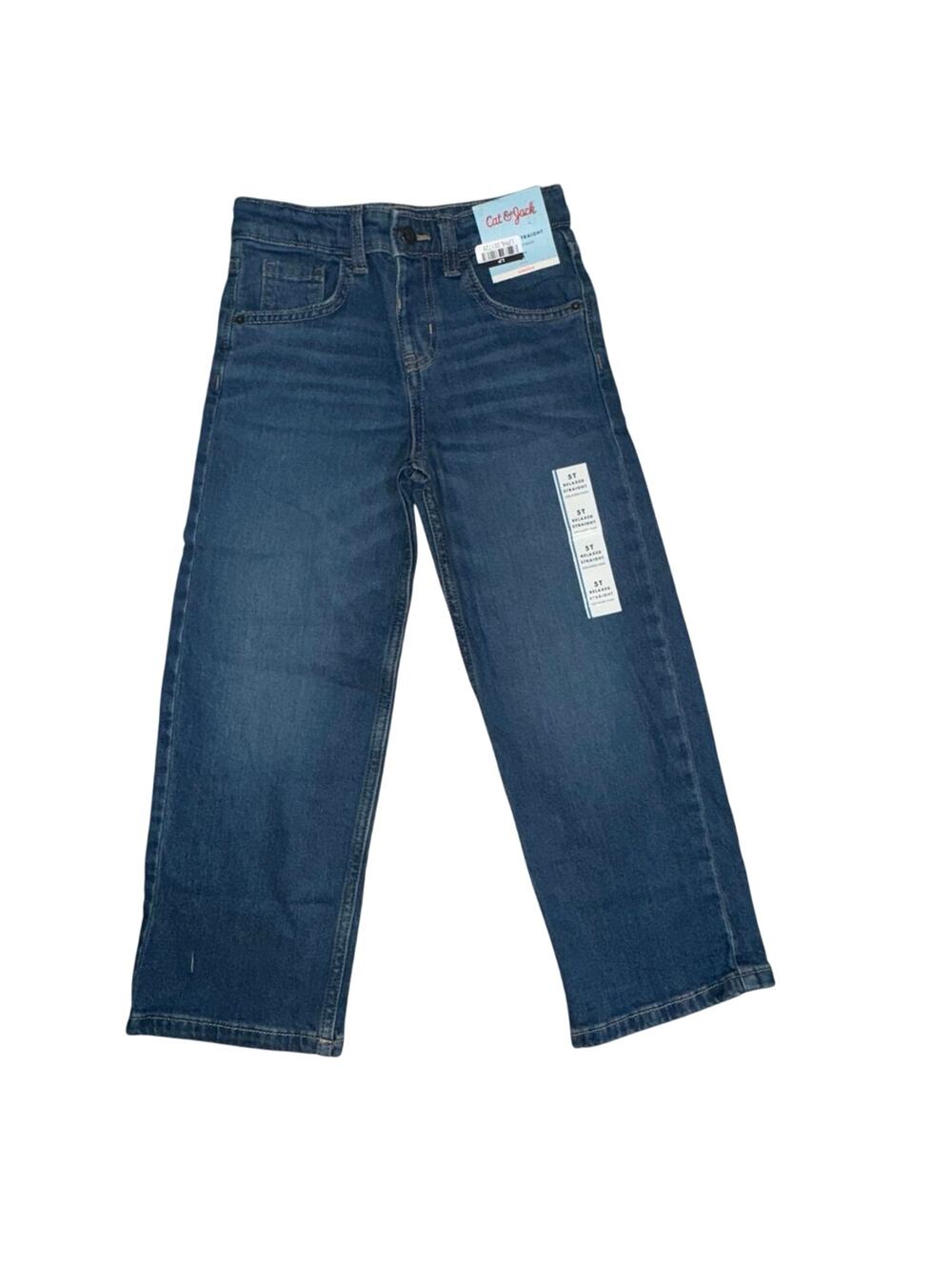 Cat & Jack Girls 5 Jeans Denim Relaxed Straight Stretch Casual Basic Everyday